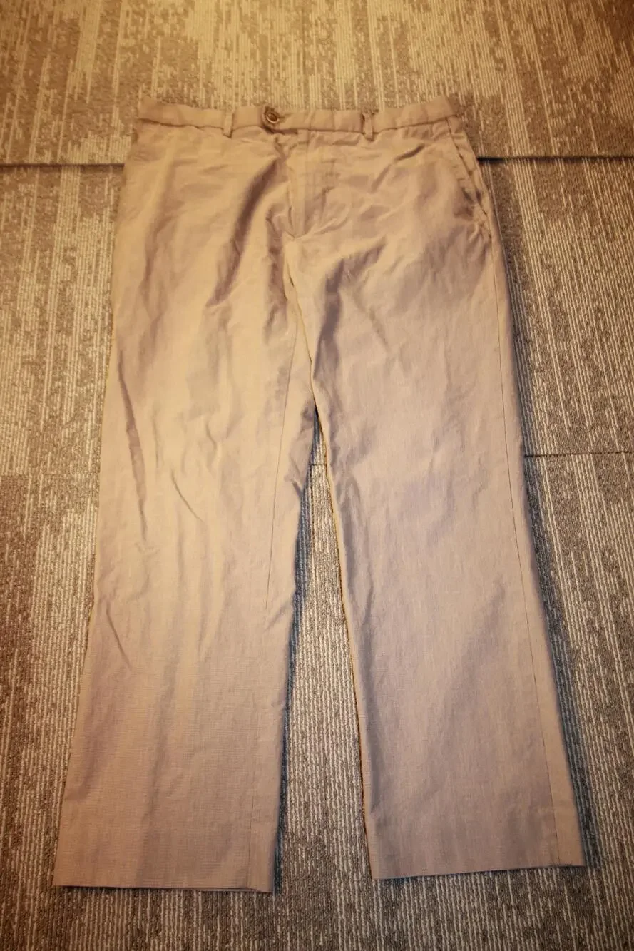 Banana Republic Madmen Martin Dress Pants Mens 34x30 Beige Check Straight Leg